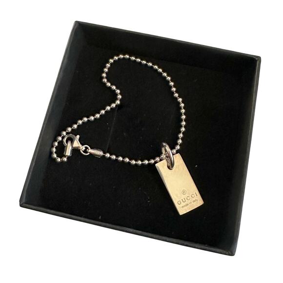 Gucci Silver Bar Logo Ball Chain Bracelet - Picture 12 of 12